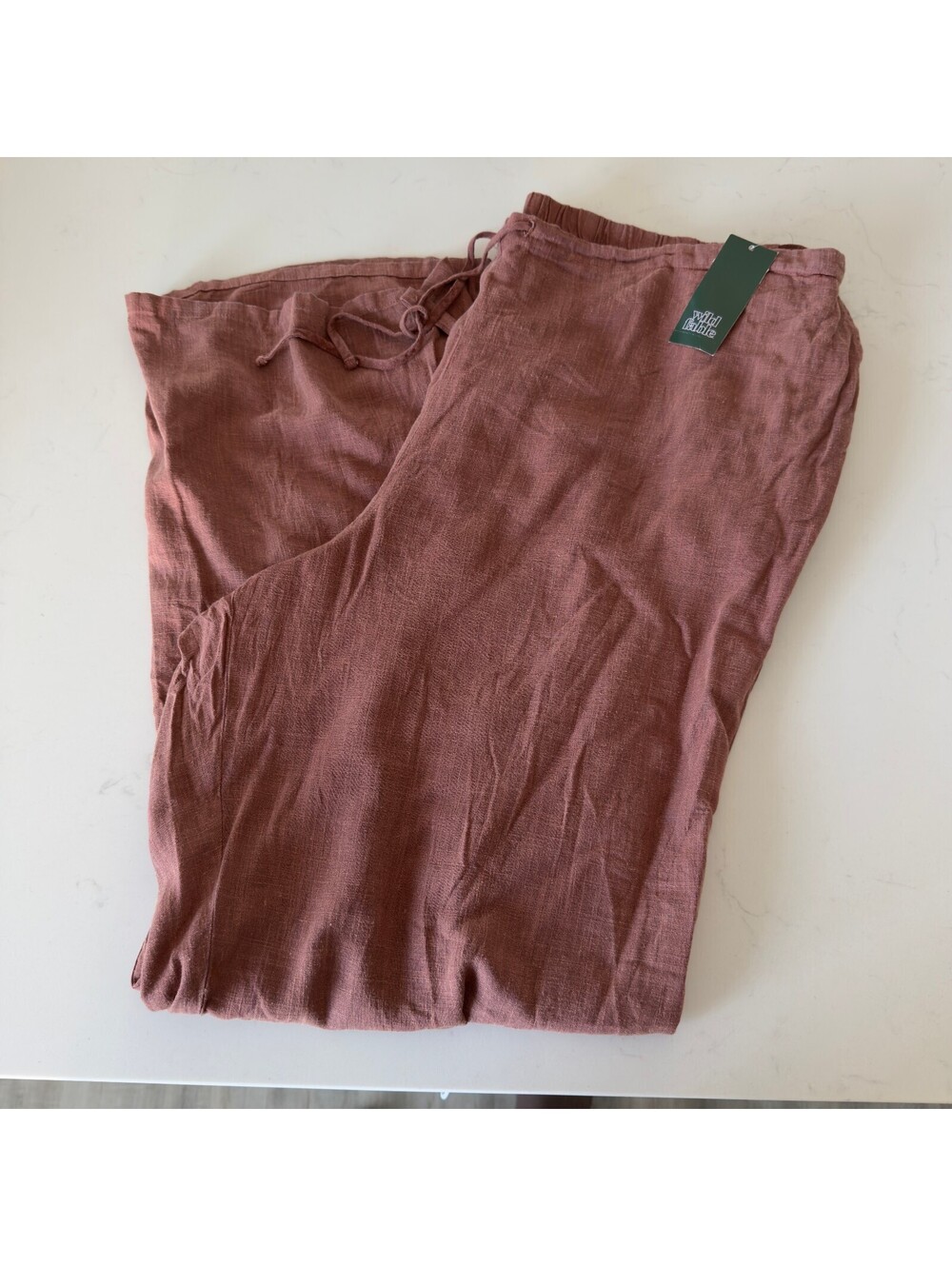 Wild Fable Brown Linen Drawstring Wide Leg Pants Women Size XXL